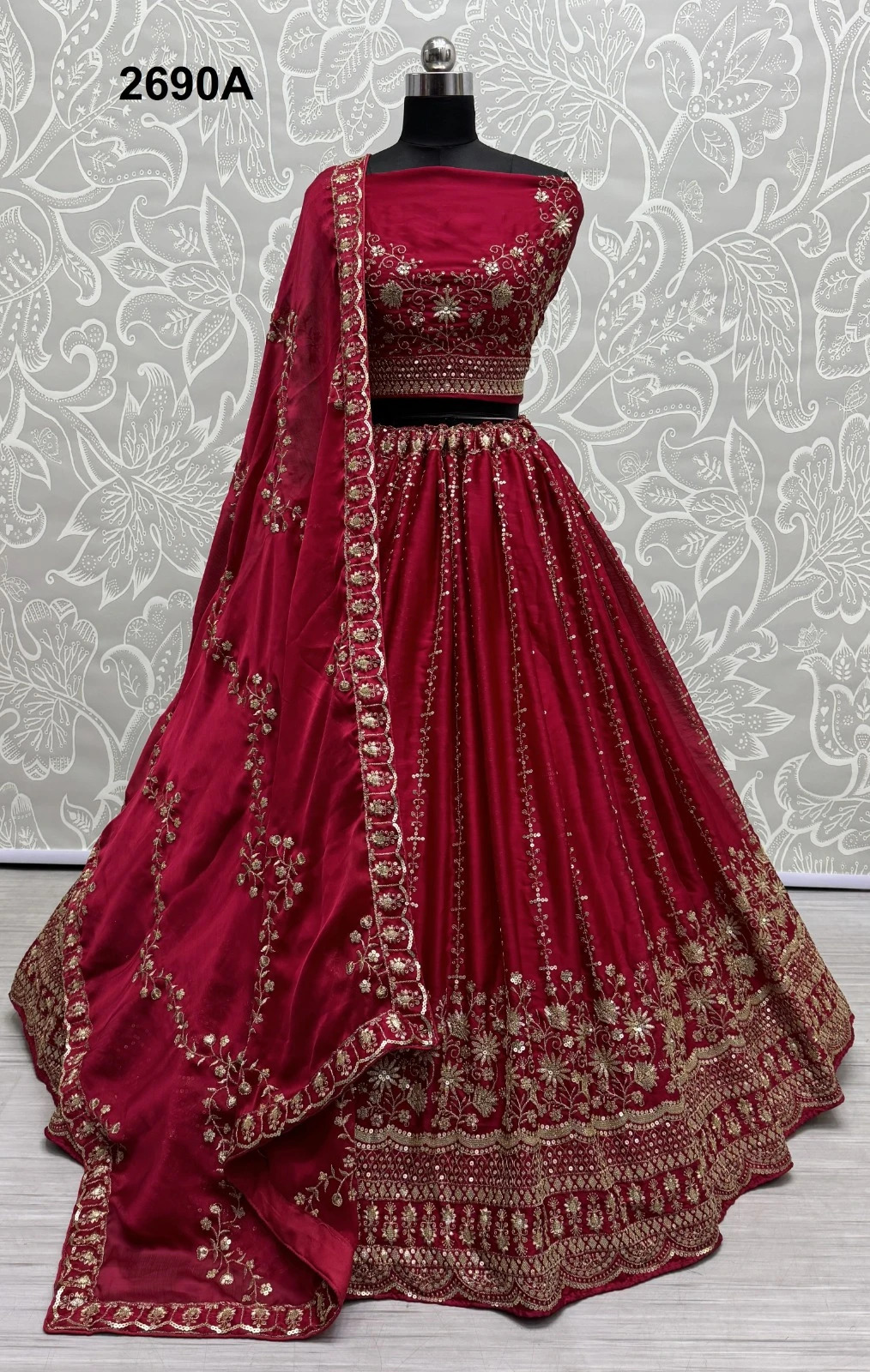 Anjani Art 2690A & 2690B Satin Chiffon Wholesale Lehenga Catalog — Wholesale Lehenga, MPA wholesale from Surat - Gallery Image 3